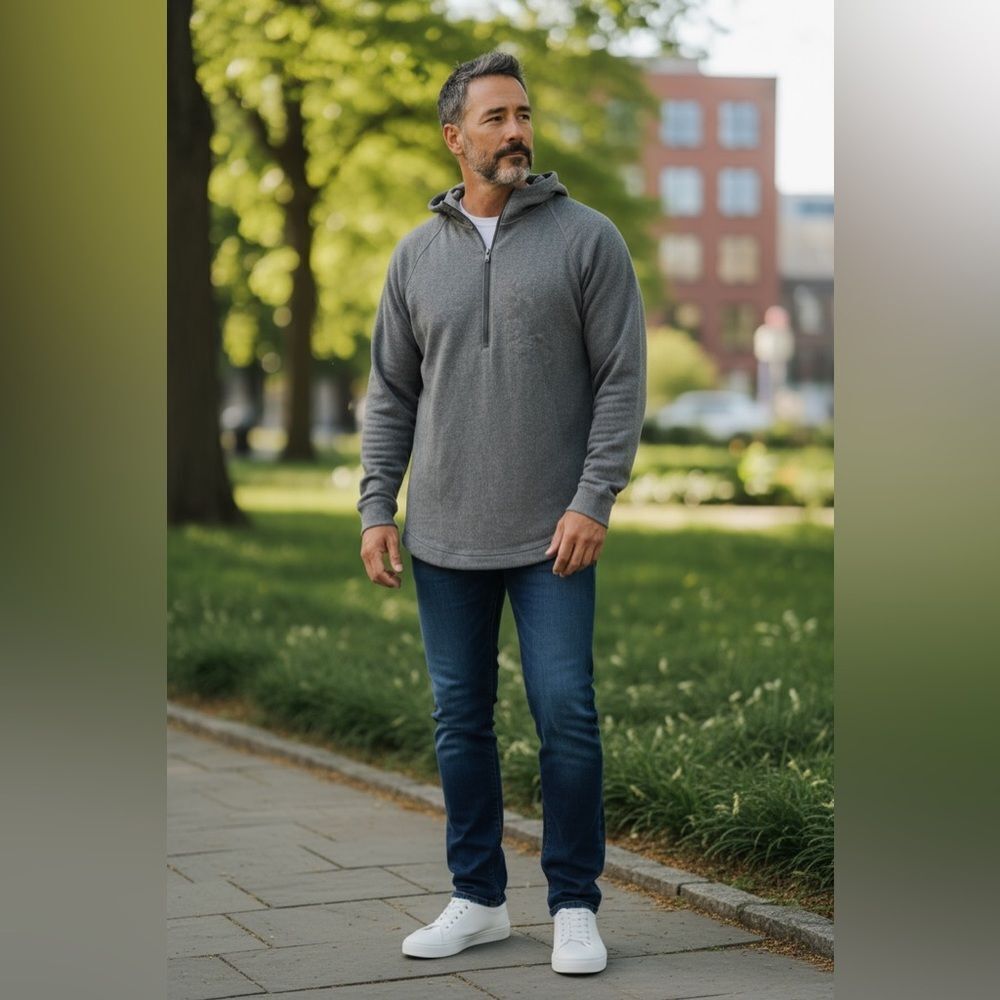 EUC Under Armour Men’s Gray Half-Zip Long Sleeve Arhletic  Hoodie - Size M